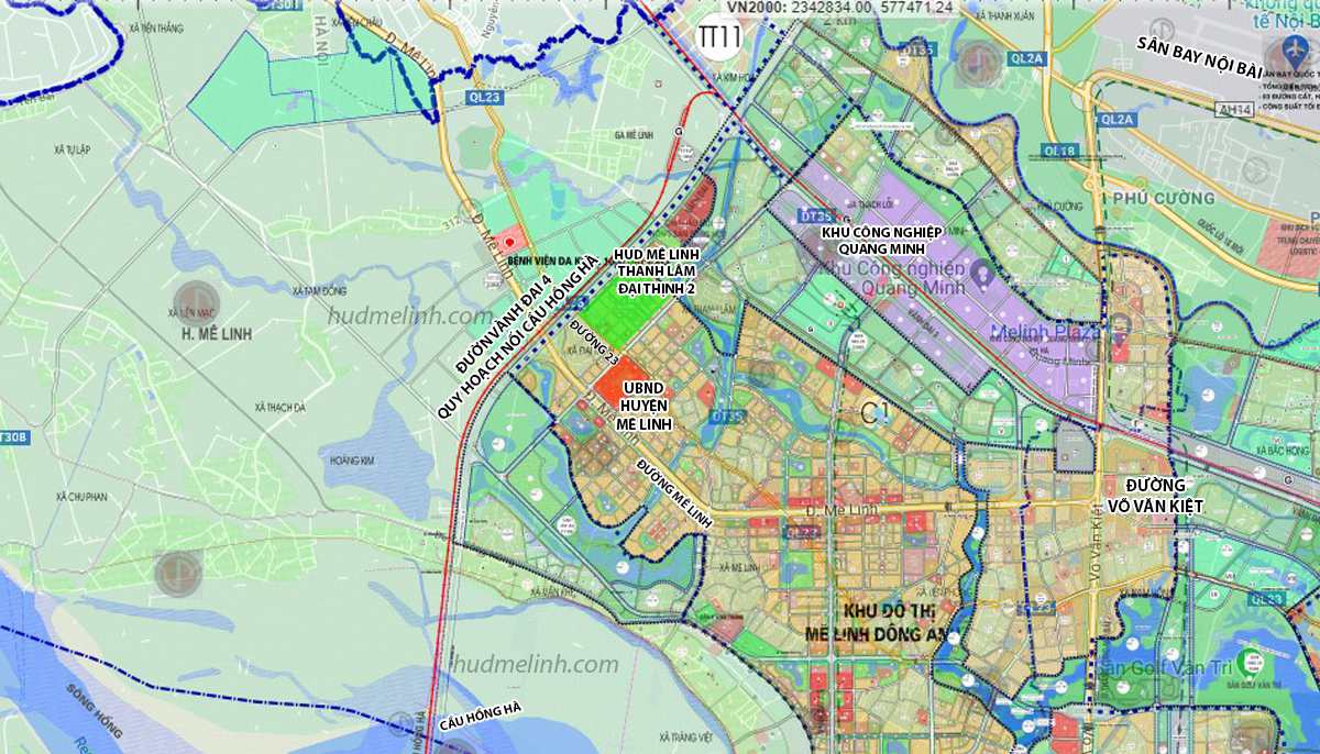 Vị trí dự án hud mê linh central