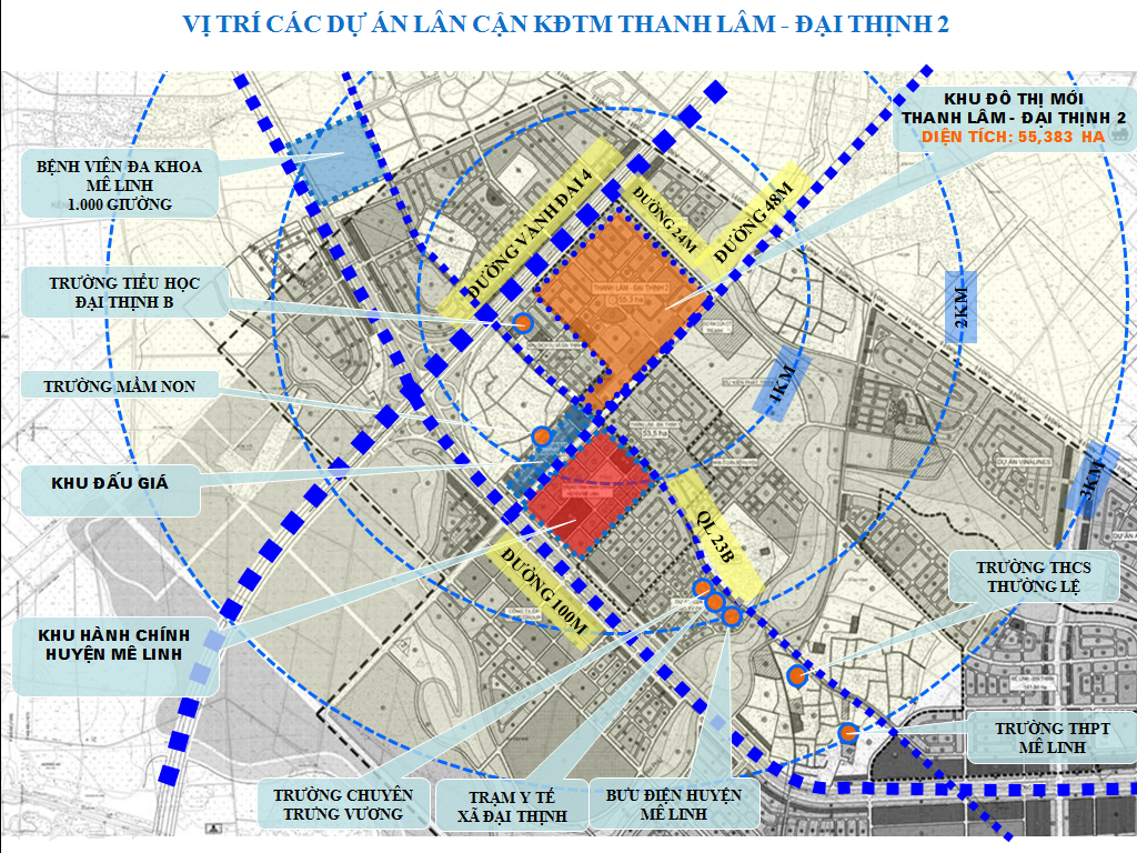 Vị trí dự án hud mê linh central